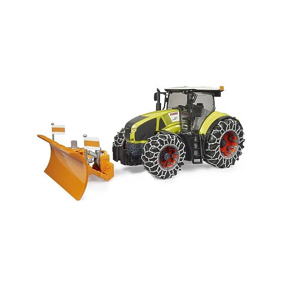 Bruder Claas Axion 950 with Snow Chains and Plow