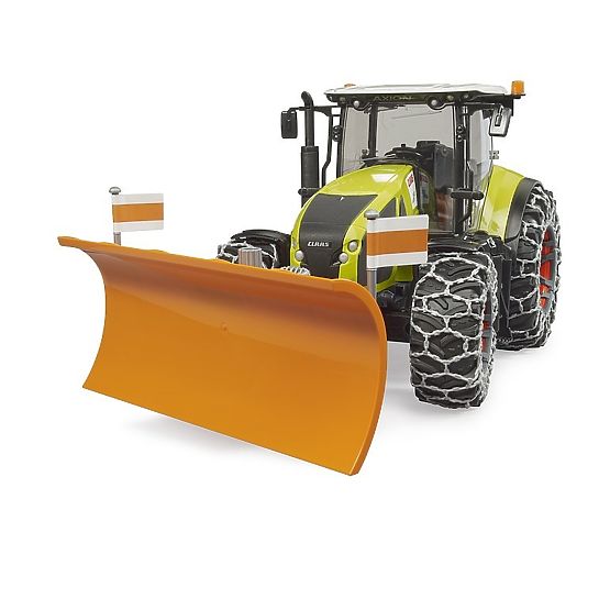 Bruder Claas Axion 950 with Snow Chains and Plow