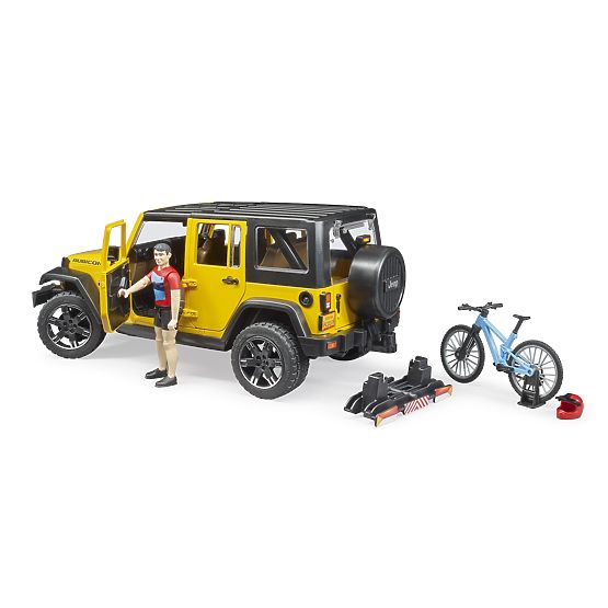 Bruder Jeep Wrangler Rubicon with Cyclist and Bicycle