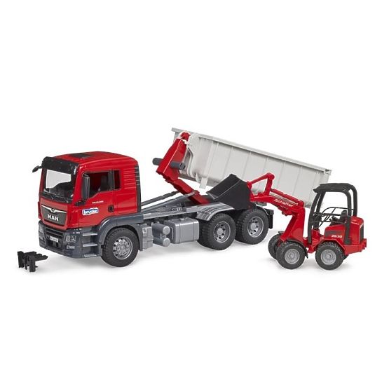 Bruder MAN TGS Truck with Container and Schäffer Hoflader Loader