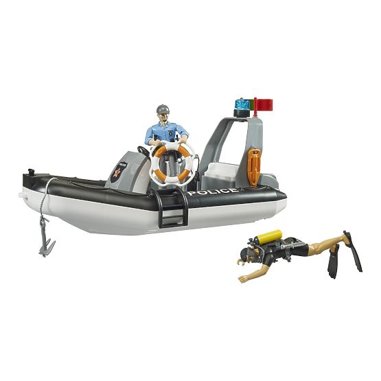 Bruder Police Boat with Policeman and Diver - Damaged Packaging
