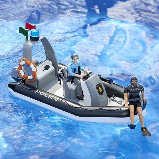 Bruder Police Boat with Policeman and Diver - Damaged Packaging