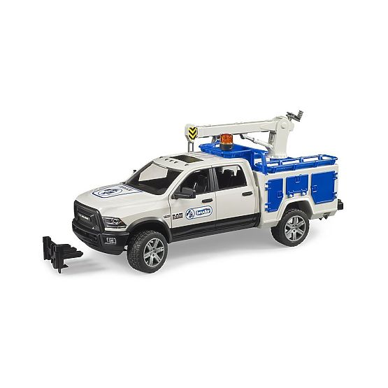 Bruder RAM 2500 Service Truck with Rotating Crane and Beacon