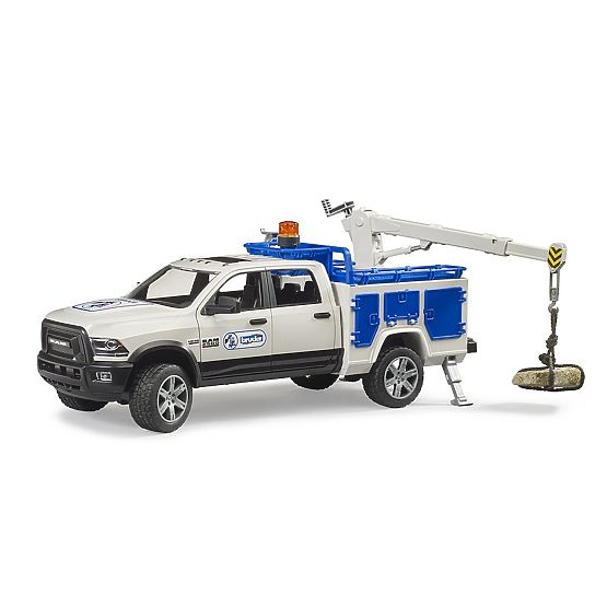 Bruder RAM 2500 Service Truck with Rotating Crane and Beacon