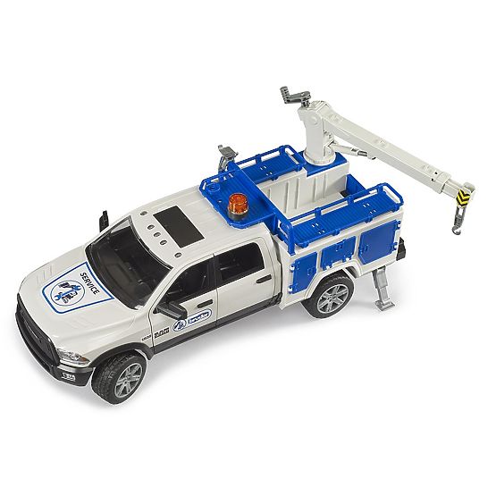 Bruder RAM 2500 Service Truck with Rotating Crane and Beacon