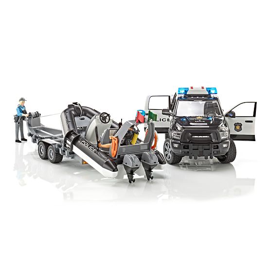 Bruder RAM Police Car with Boat and Two Figures