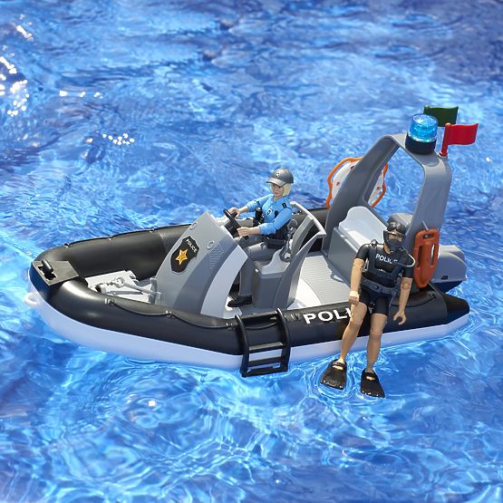 Bruder RAM Police Car with Boat and Two Figures