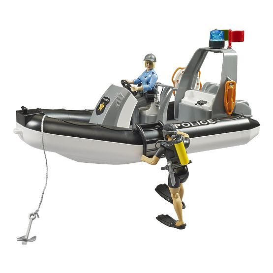 Bruder RAM Police Car with Boat and Two Figures