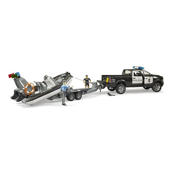 Bruder RAM Police Car with Boat and Two Figures