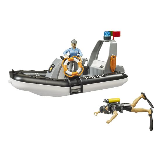 Bruder RAM Police Car with Boat and Two Figures