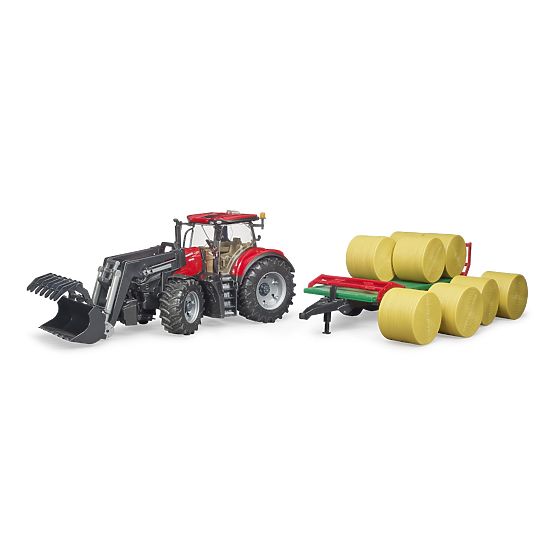 Bruder Tractor Case IH Optum 300 CVX with Front Loader and Bale Transporter