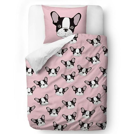 Butter Kings Bed linen Bulldog - light pink - blanket 135 x 200 cm pillow: 60 x 50 cm