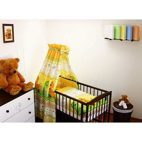 Canopy cotton with bow Dino strip yellow