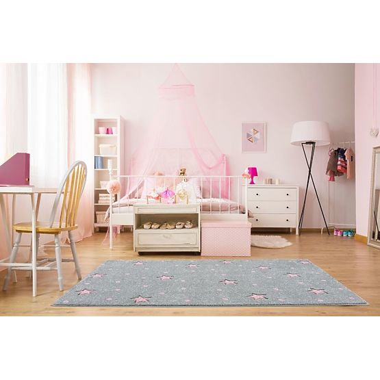 Children's rug HEAVEN silver-gray/ pink