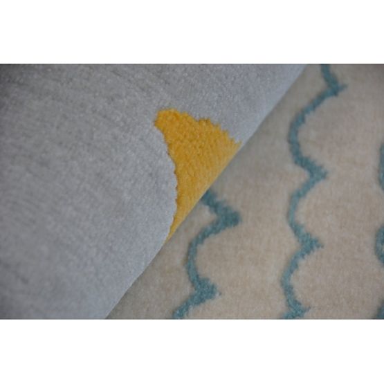 Carpet PASTEL 18409/652 - Cloud Heart BIRD Gray CREAM Turquoise