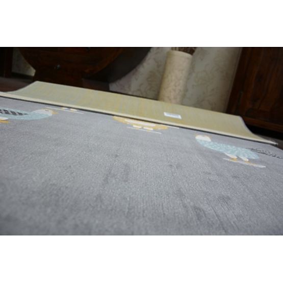 Carpet PASTEL 18413/072 - Chicks Roosters Gray Turquoise