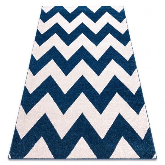 Carpet SKETCH - FA66 Moroccan Clover, Grid, Blue White - Zigzag