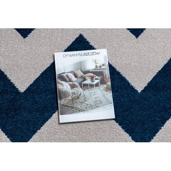 Carpet SKETCH - FA66 Moroccan Clover, Grid, Blue White - Zigzag