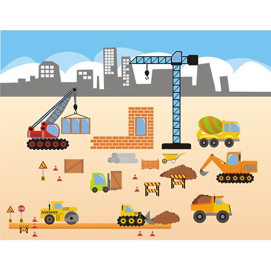 CARS and Buildings Wall Decoration