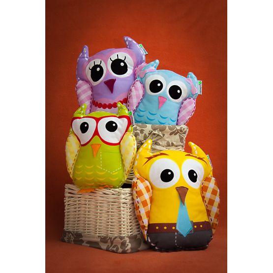 Cheerful owlish family