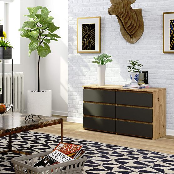 CHEST OF DRAWERS CL100 6DR ARTISAN OAK / GRAY