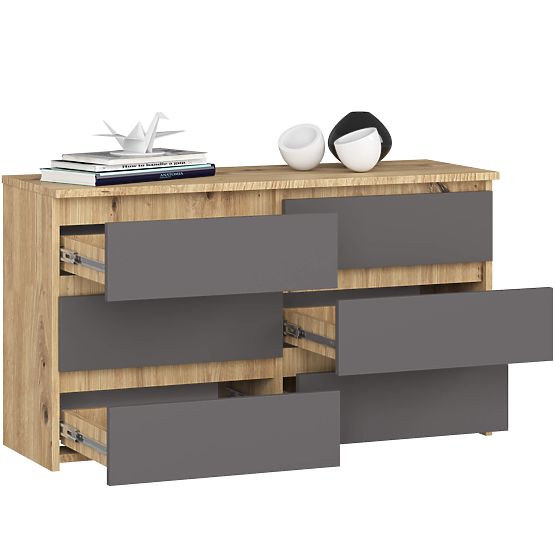 CHEST OF DRAWERS CL100 6DR ARTISAN OAK / GRAY