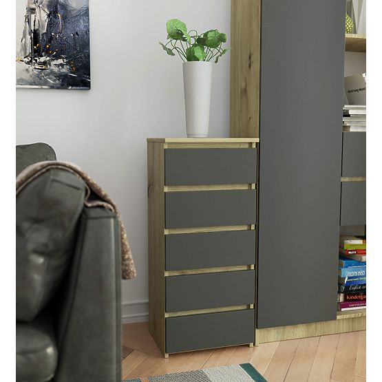 CHEST OF DRAWERS CL5 PK ARTISAN OAK / GRAY