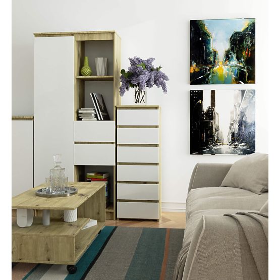 CHEST OF DRAWERS CL6 PK OAK ARTISAN / WHITE