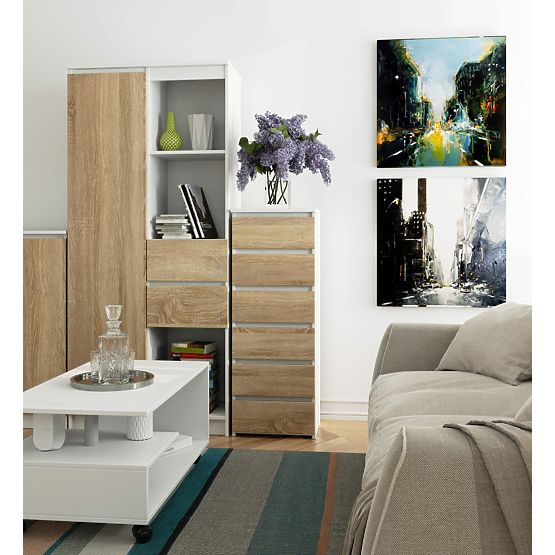 CHEST OF DRAWERS CL6 PK WHITE / OAK SONOMA