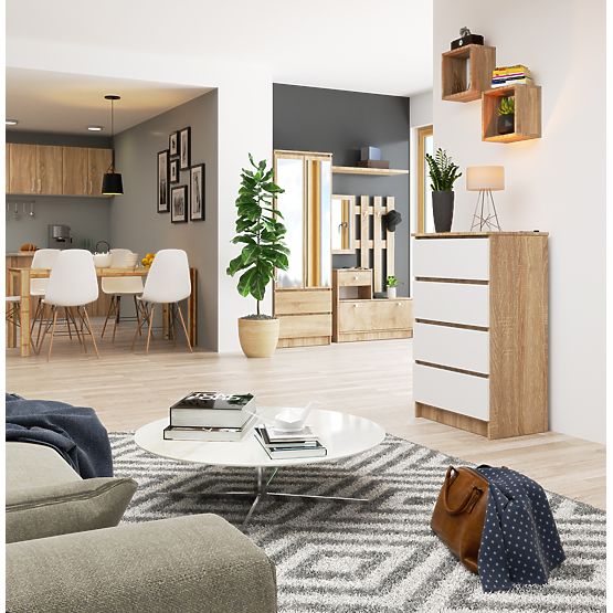 CHEST OF DRAWERS K 60 cm 4 DRAWERS PK SONOMA / WHITE