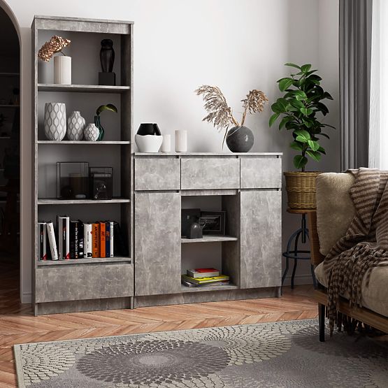 CHEST OF DRAWERS K100 2D 3SZ 1P PK CONCRETE