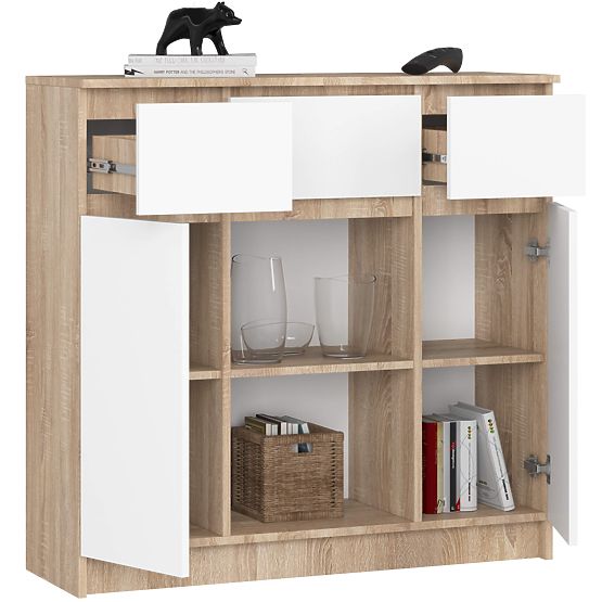 CHEST OF DRAWERS K100 2D 3SZ 1P PK OAK SONOMA / WHITE