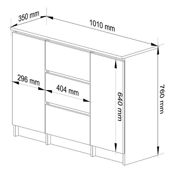 CHEST OF DRAWERS K100 2D 3SZ PK OAK SONOMA