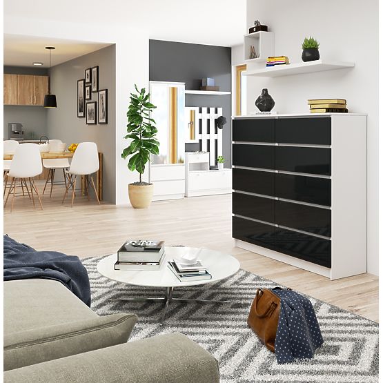 CHEST OF DRAWERS K120 10 DRAWERS CLP PK GRAPHITE GLOSS