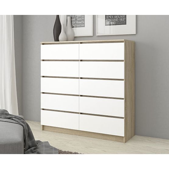 CHEST OF DRAWERS K120 10SZ CLP PK OAK SONOMA / WHITE