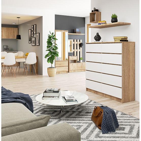 CHEST OF DRAWERS K120 10SZ CLP PK OAK SONOMA / WHITE