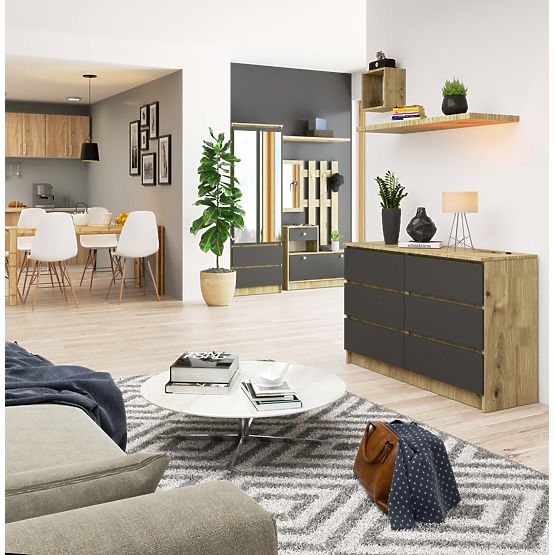 CHEST OF DRAWERS K120 6SZ CLP ARTISAN OAK / GRAY