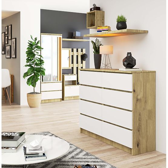 CHEST OF DRAWERS K120 8 DRAWERS CLP PK ARTISAN OAK / WHITE