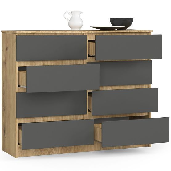 CHEST OF DRAWERS K120 8SZ CLP PK ARTISAN OAK / GRAY