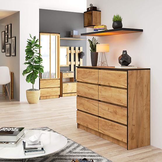 CHEST OF DRAWERS K120 8SZ CLP PK CRAFT OAK