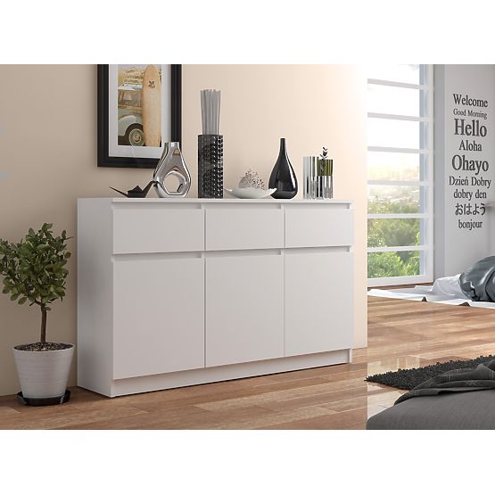 CHEST OF DRAWERS K140 3D 3SZ CLP PK WHITE