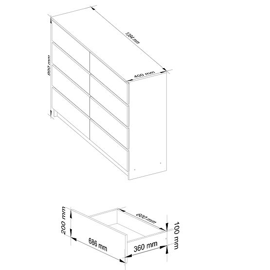 CHEST OF DRAWERS K140 8SZ CLP ALDER