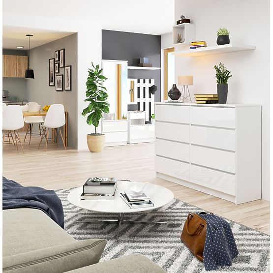 CHEST OF DRAWERS K140 8SZ CLP PK WHITE GLOSS