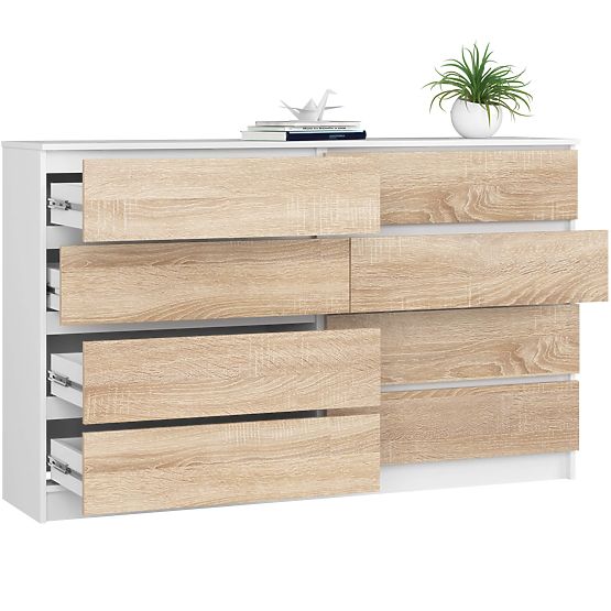 CHEST OF DRAWERS K160 8SZ CLP PK WHITE / OAK SONOMA