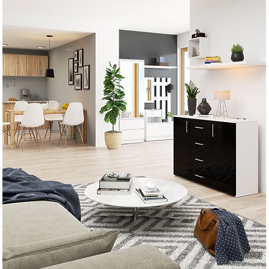 CHEST OF DRAWERS K45 PK BLACK GLOSS