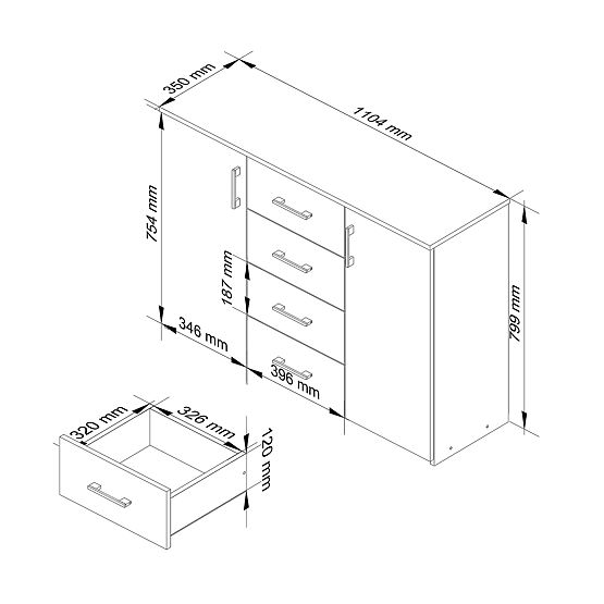 CHEST OF DRAWERS K45 PK OAK SONOMA
