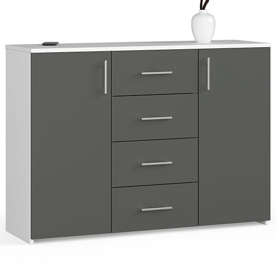 CHEST OF DRAWERS K45 PK WHITE / GRAPHITE GRAY