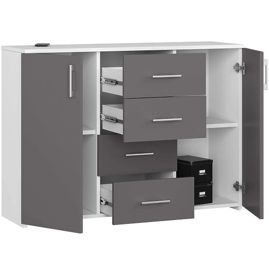 CHEST OF DRAWERS K45 PK WHITE / GRAPHITE GRAY