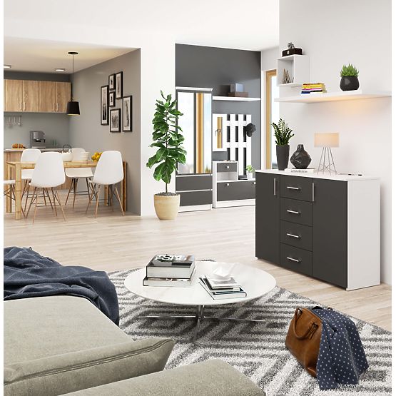 CHEST OF DRAWERS K45 PK WHITE / GRAPHITE GRAY