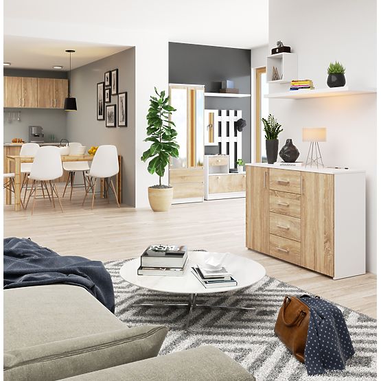 CHEST OF DRAWERS K45 PK WHITE / OAK SONOMA